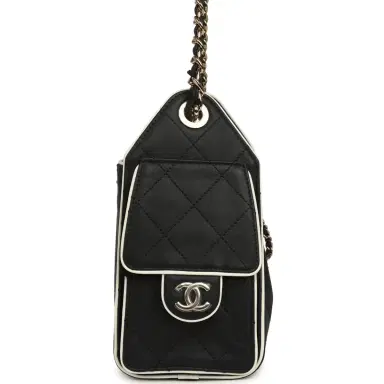 Chanel Chanel Mini 25 Hobo Bag Black and White Calfskin Light Gold Hardware | Thumbnail 3