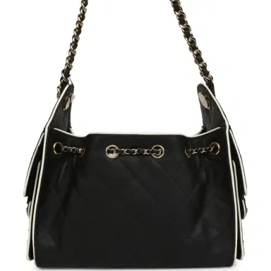 Chanel Chanel Mini 25 Hobo Bag Black and White Calfskin Light Gold Hardware | Thumbnail 4