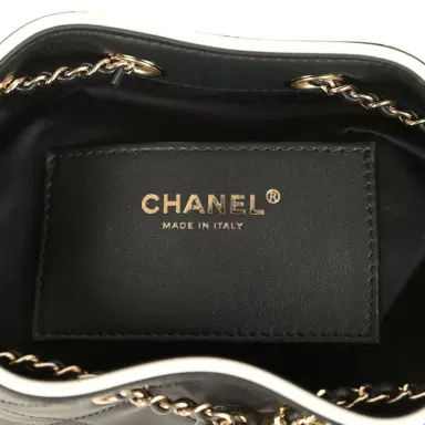 Chanel Chanel Mini 25 Hobo Bag Black and White Calfskin Light Gold Hardware | Thumbnail 9