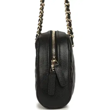 Chanel Chanel Mini Bowling Clutch with Chain Straps Black Shiny Caviar Light Gold Hardware | Thumbnail 3