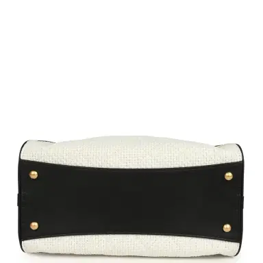 Chanel Chanel Small 25 Hobo Bag White Raffia and Black Calfskin Antique Gold Hardware | Thumbnail 6 Chanel Chanel Small 25 Hobo Bag White Raffia and Black Calfskin Antique Gold Hardware | Thumbnail 6