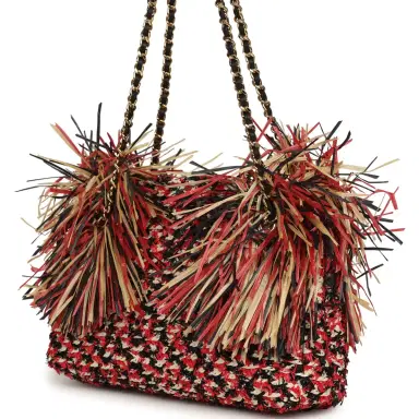 Chanel Chanel Small CC Shopping Bag Red, Beige, Black Braided Raffia Gold Hardware | Thumbnail 5 Chanel Chanel Small CC Shopping Bag Red, Beige, Black Braided Raffia Gold Hardware | Thumbnail 5