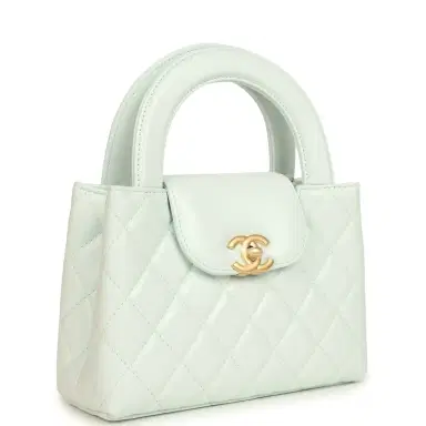 Chanel Chanel Small Kelly Shopper Mint Shiny Lambskin Brushed Gold Hardware | Thumbnail 2