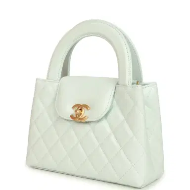 Chanel Chanel Small Kelly Shopper Mint Shiny Lambskin Brushed Gold Hardware | Thumbnail 5