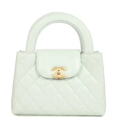 Chanel Chanel Small Kelly Shopper Mint Shiny Lambskin Brushed Gold Hardware | Thumbnail 1
