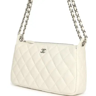 Chanel Chanel Small Quilted Clutch Bag with Chain Strap White Caviar Silver Hardware | Thumbnail 5 Chanel Chanel Small Quilted Clutch Bag with Chain Strap White Caviar Silver Hardware | Thumbnail 5