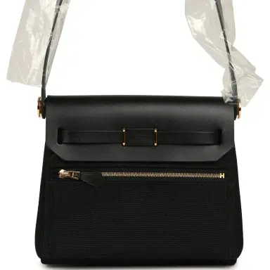 HERMÈS Hermes Herbag Zip 20 Mini Black Toile Militaire Canvas and Black Vache Hunter Gold Hardware | Thumbnail 5 HERMÈS Hermes Herbag Zip 20 Mini Black Toile Militaire Canvas and Black Vache Hunter Gold Hardware | Thumbnail 5