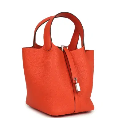 HERMÈS Hermes Picotin Lock 18 Orange Poppy Clemence Palladium Hardware | Thumbnail 2 HERMÈS Hermes Picotin Lock 18 Orange Poppy Clemence Palladium Hardware | Thumbnail 2