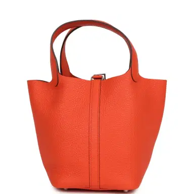 HERMÈS Hermes Picotin Lock 18 Orange Poppy Clemence Palladium Hardware | Thumbnail 4 HERMÈS Hermes Picotin Lock 18 Orange Poppy Clemence Palladium Hardware | Thumbnail 4