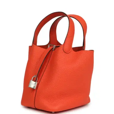 HERMÈS Hermes Picotin Lock 18 Orange Poppy Clemence Palladium Hardware | Thumbnail 5 HERMÈS Hermes Picotin Lock 18 Orange Poppy Clemence Palladium Hardware | Thumbnail 5