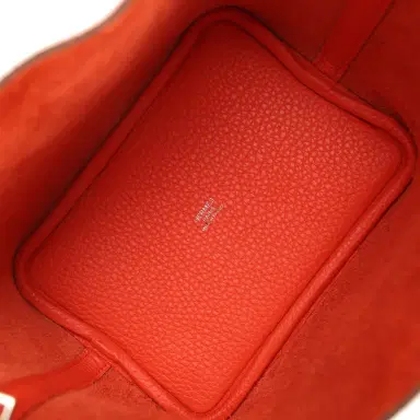 HERMÈS Hermes Picotin Lock 18 Orange Poppy Clemence Palladium Hardware | Thumbnail 7 HERMÈS Hermes Picotin Lock 18 Orange Poppy Clemence Palladium Hardware | Thumbnail 7