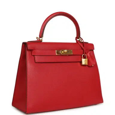 HERMÈS Pre-owned Hermes Kelly Sellier 28 Rouge Casaque Epsom Gold Hardware | Thumbnail 2