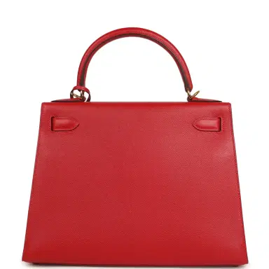 HERMÈS Pre-owned Hermes Kelly Sellier 28 Rouge Casaque Epsom Gold Hardware | Thumbnail 4