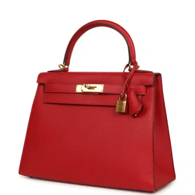 HERMÈS Pre-owned Hermes Kelly Sellier 28 Rouge Casaque Epsom Gold Hardware | Thumbnail 5