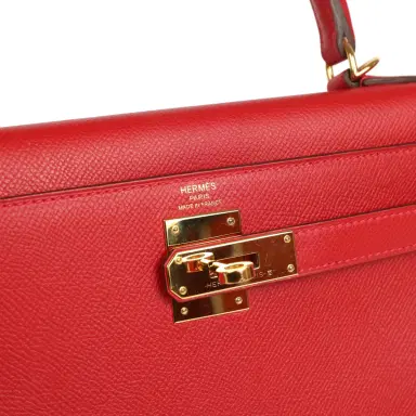 HERMÈS Pre-owned Hermes Kelly Sellier 28 Rouge Casaque Epsom Gold Hardware | Thumbnail 7