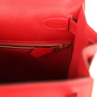 HERMÈS Pre-owned Hermes Kelly Sellier 28 Rouge Casaque Epsom Gold Hardware | Thumbnail 9