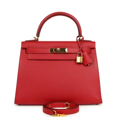 HERMÈS Pre-owned Hermes Kelly Sellier 28 Rouge Casaque Epsom Gold Hardware | Thumbnail 1