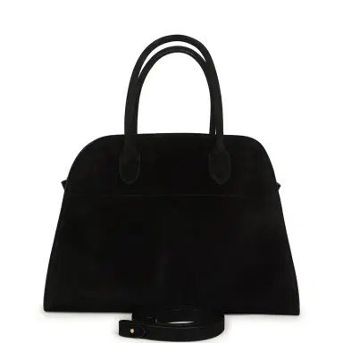 The Row The Row Soft Margaux 12 Bag Black Suede Gold Hardware | Thumbnail 1 The Row The Row Soft Margaux 12 Bag Black Suede Gold Hardware | Thumbnail 1