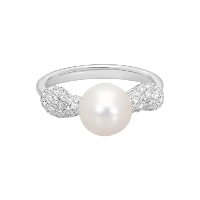 ASSAEL Assael 18K White Gold Diamond & Akoya Cultured Pearl Ring Sz. 6 by The Solist