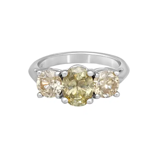 ASSAEL Assael 18K White Gold Fancy Green & Brown Diamond Ring Sz. 6 by The Solist