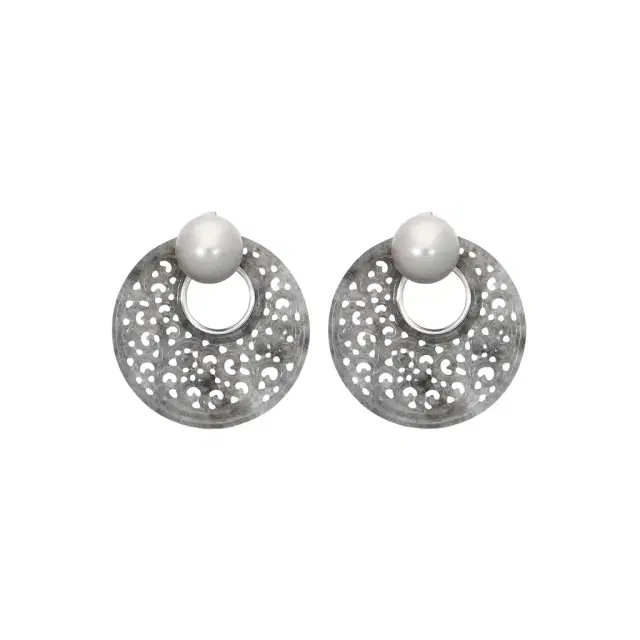 ASSAEL Assael 18K White Gold Grey Jadeite & Tahitian Cultured Pearl Earrings by The Solist