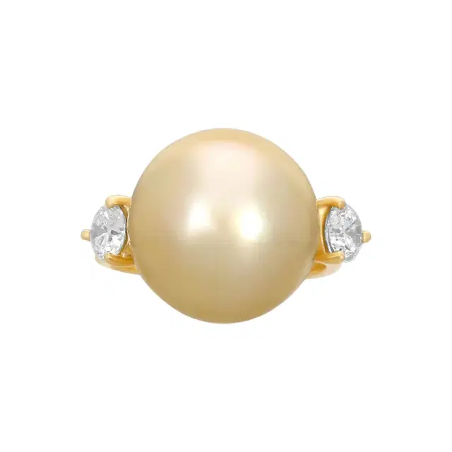 ASSAEL Assael 18K Yellow Gold Diamond & Golden South Sea Cultured Pearl Ring Sz. 6 by The Solist