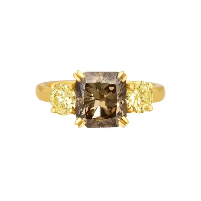 ASSAEL Assael 18K Yellow Gold Fancy Brown & Yellow Diamond Statement Ring Sz. 6 by The Solist