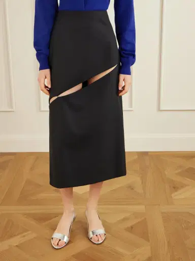 Jil Sander Cut-out Grain De Poudre Wool And Mohair-blend Midi Skirt | Thumbnail 3 Jil Sander Cut-out Grain De Poudre Wool And Mohair-blend Midi Skirt | Thumbnail 3