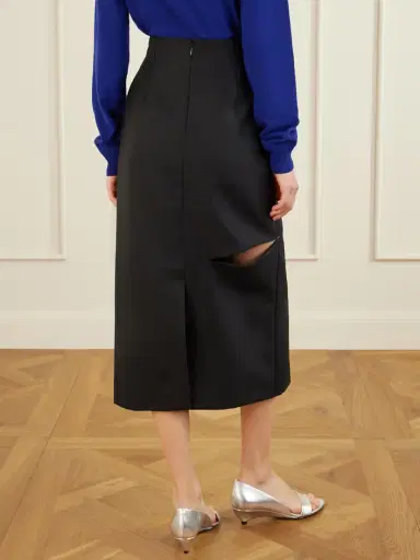 Jil Sander Cut-out Grain De Poudre Wool And Mohair-blend Midi Skirt | Thumbnail 4 Jil Sander Cut-out Grain De Poudre Wool And Mohair-blend Midi Skirt | Thumbnail 4