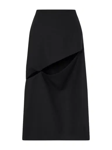 Jil Sander Cut-out Grain De Poudre Wool And Mohair-blend Midi Skirt | Thumbnail 1 Jil Sander Cut-out Grain De Poudre Wool And Mohair-blend Midi Skirt | Thumbnail 1