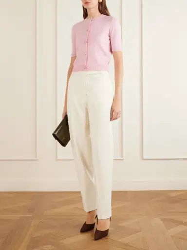 Oscar de la Renta Cropped Floral-embellished Cashmere Cardigan | Thumbnail 2 Oscar de la Renta Cropped Floral-embellished Cashmere Cardigan | Thumbnail 2