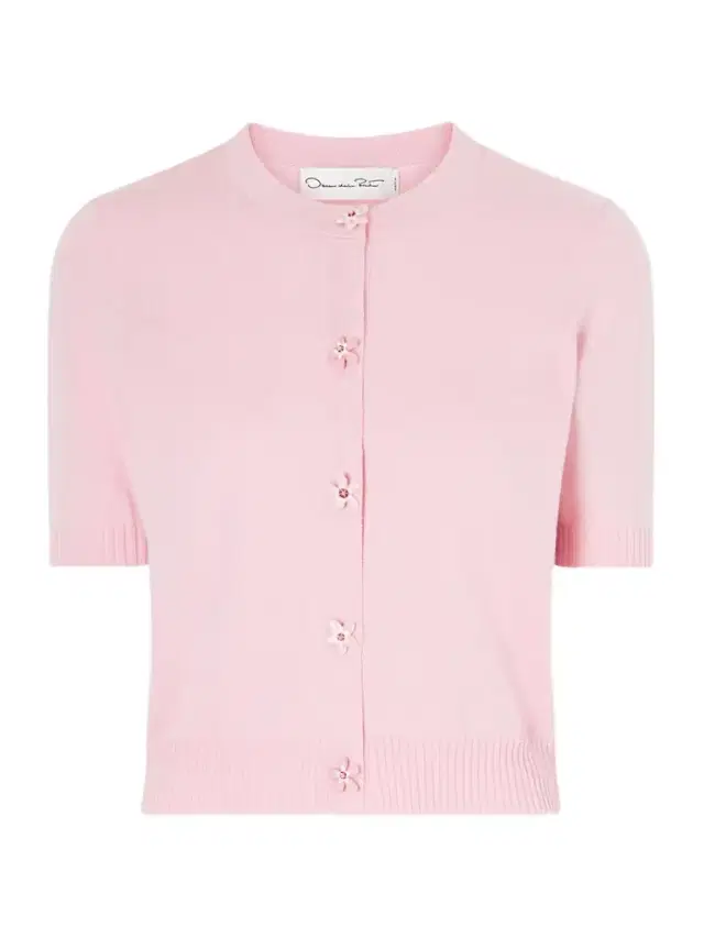 Cropped Floral-embellished Cashmere Cardigan