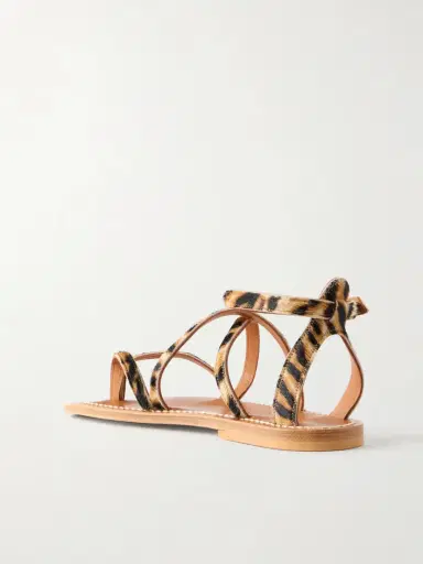 K Jacques St Tropez Epicure Leopard-print Calf Hair Thong Sandals | Thumbnail 3