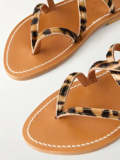 K Jacques St Tropez Epicure Leopard-print Calf Hair Thong Sandals | Thumbnail 5