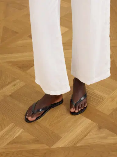 K Jacques St Tropez Torino Snake-effect Leather Thong Sandals | Thumbnail 2