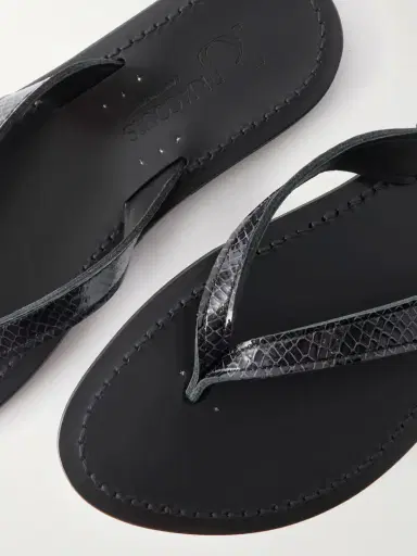 K Jacques St Tropez Torino Snake-effect Leather Thong Sandals | Thumbnail 5