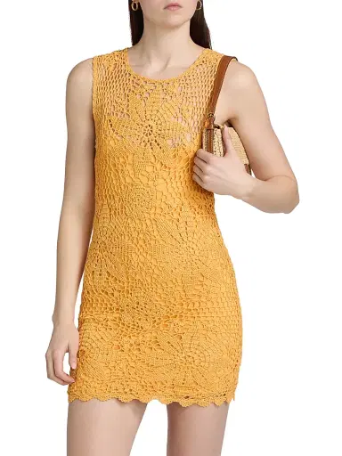 Simkhai Women's Fynch Crochet Minidress - Mango - Size XS | Thumbnail 3 Simkhai Women's Fynch Crochet Minidress - Mango - Size XS | Thumbnail 3
