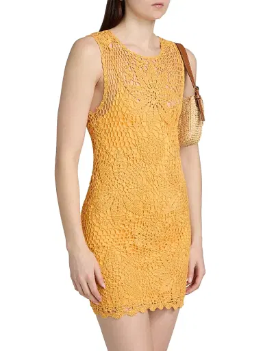 Simkhai Women's Fynch Crochet Minidress - Mango - Size XS | Thumbnail 4 Simkhai Women's Fynch Crochet Minidress - Mango - Size XS | Thumbnail 4
