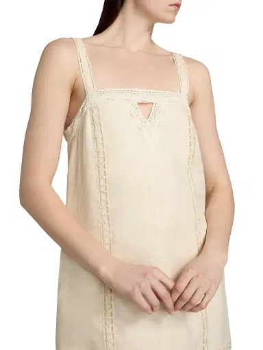 SIMKHAI Women's Jasmine Linen Lace Minidress - Sand | Thumbnail 6