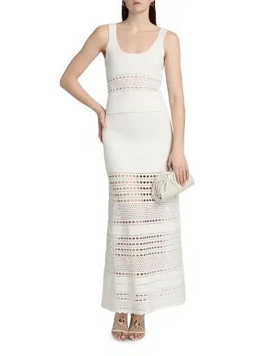 Simkhai Women's Westly Open Stitch Knit Maxi Skirt - Ivory - Size XL | Thumbnail 2