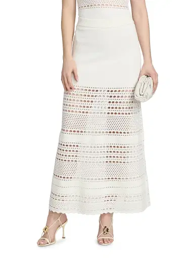 Simkhai Women's Westly Open Stitch Knit Maxi Skirt - Ivory - Size XL | Thumbnail 3