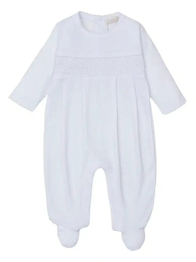 Kissy Kissy Baby's Charmed Smocked Cotton Footie - White