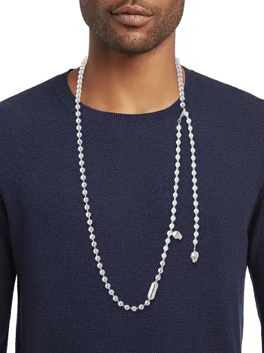 Alexander McQueen Women's Skull Pearl-Embellished Ball Chain Belt - Pearl | Thumbnail 2 Alexander McQueen Women's Skull Pearl-Embellished Ball Chain Belt - Pearl | Thumbnail 2