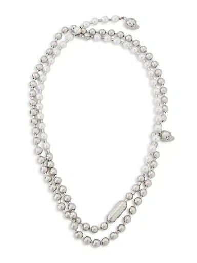 Alexander McQueen Women's Skull Pearl-Embellished Ball Chain Belt - Pearl | Thumbnail 1 Alexander McQueen Women's Skull Pearl-Embellished Ball Chain Belt - Pearl | Thumbnail 1