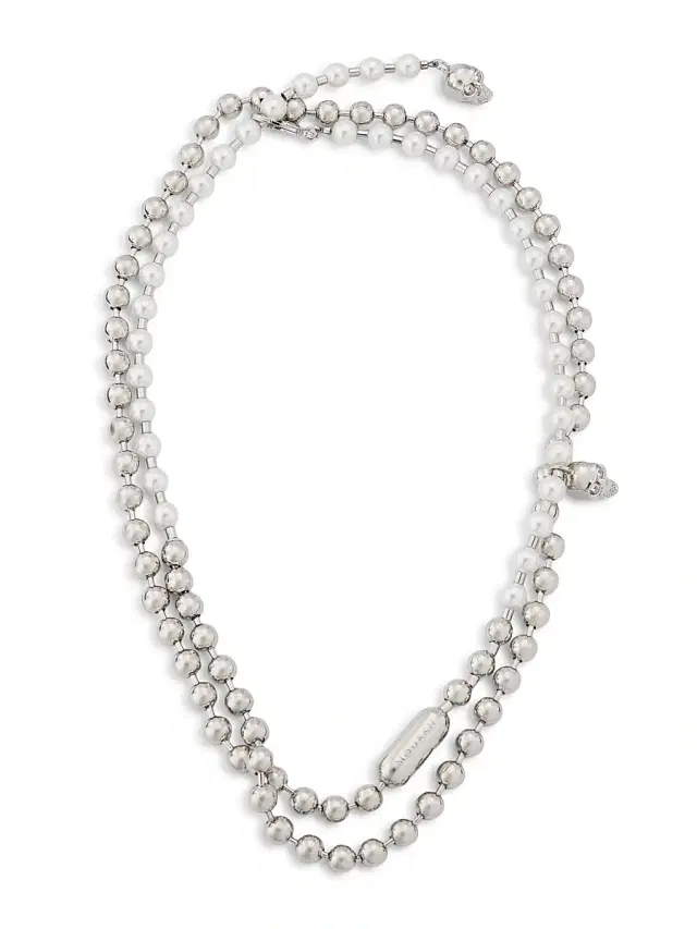 McQueen Women's Skull Pearl-Embellished Ball Chain Belt - Pearl