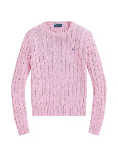 Polo Ralph Lauren Women's Julianna Cable-Knit Cotton Crewneck Sweater - Carmel Pink | Thumbnail 1