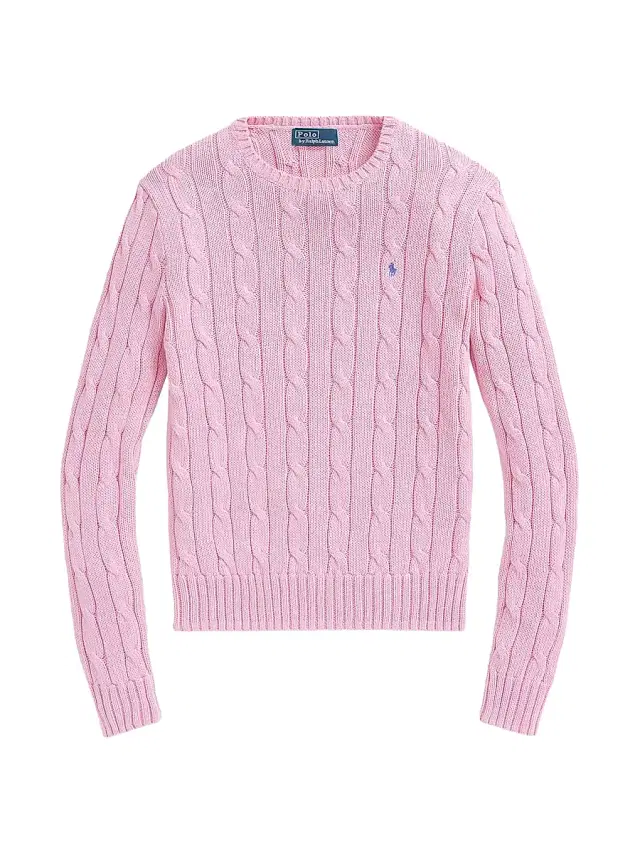 Polo Ralph Lauren Women's Julianna Cable-Knit Cotton Crewneck Sweater - Carmel Pink