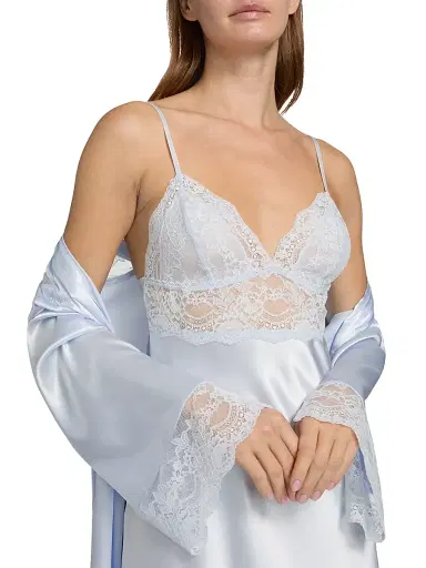 In Bloom Women's Annie Lace-Trim Satin Chemise - Pale Blue | Thumbnail 5