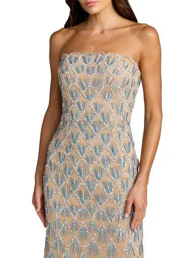 Mac Duggal Women's Embellished Mesh Trumpet Gown - Beige Silver | Thumbnail 3 Mac Duggal Women's Embellished Mesh Trumpet Gown - Beige Silver | Thumbnail 3
