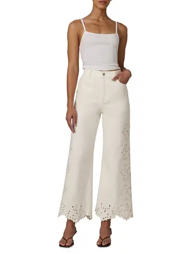 Joe's Jeans Women's Mia Stretch-Cotton Wide-leg Ankle Jeans - Ecru Floral | Thumbnail 2